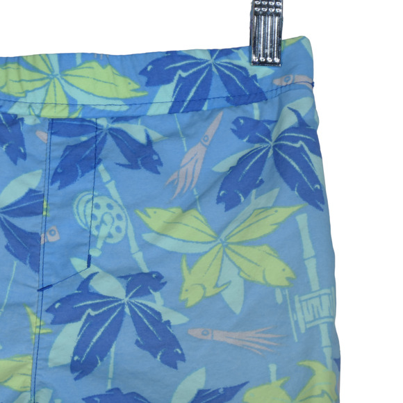 Columbia PFG Blue Swim Trunks Boys Medium 10 12 Elastic Mesh Fish Reels Squid - Picture 2 of 7